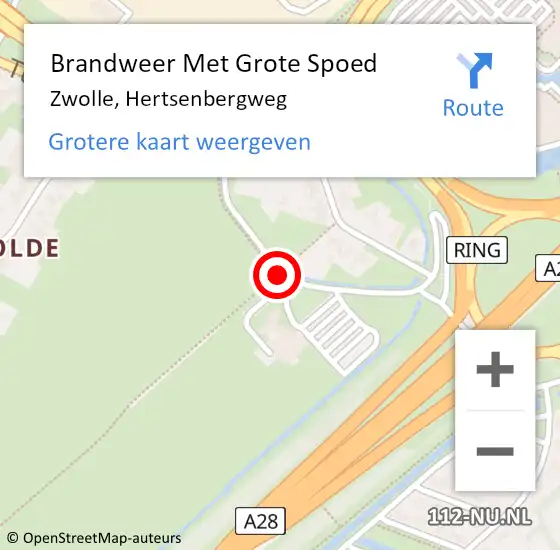 Locatie op kaart van de 112 melding: Brandweer Met Grote Spoed Naar Zwolle, Hertsenbergweg op 22 december 2016 09:54