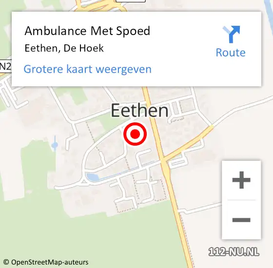 Locatie op kaart van de 112 melding: Ambulance Met Spoed Naar Eethen, De Hoek op 22 december 2016 12:01