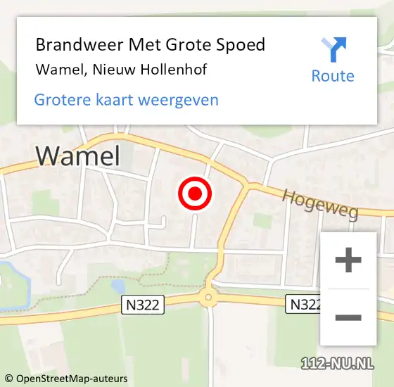 Locatie op kaart van de 112 melding: Brandweer Met Grote Spoed Naar Wamel, Nieuw Hollenhof op 22 december 2016 12:52