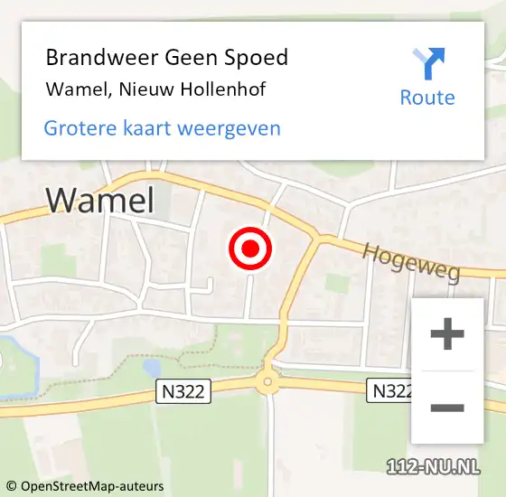 Locatie op kaart van de 112 melding: Brandweer Geen Spoed Naar Wamel, Nieuw Hollenhof op 22 december 2016 12:54