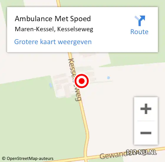Locatie op kaart van de 112 melding: Ambulance Met Spoed Naar Maren-Kessel, Kesselseweg op 22 december 2016 13:17