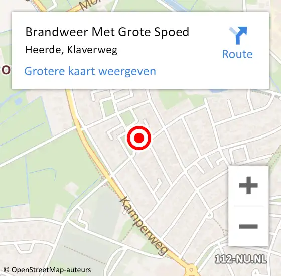 Locatie op kaart van de 112 melding: Brandweer Met Grote Spoed Naar Heerde, Klaverweg op 22 december 2016 13:29