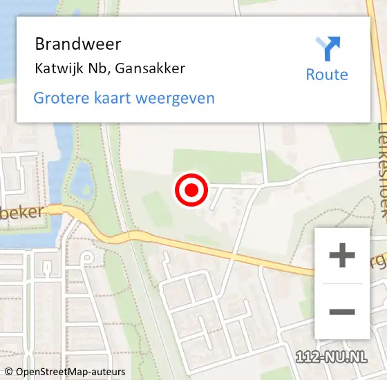 Locatie op kaart van de 112 melding: Brandweer Katwijk Nb, Gansakker op 22 december 2016 14:44