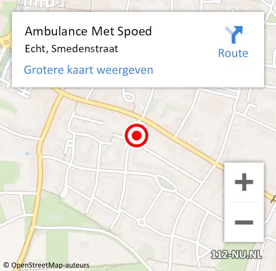 Locatie op kaart van de 112 melding: Ambulance Met Spoed Naar Echt, Smedenstraat op 22 december 2016 14:49