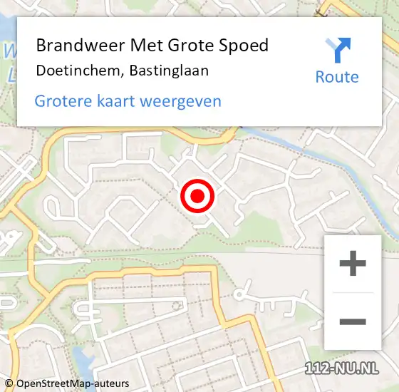Locatie op kaart van de 112 melding: Brandweer Met Grote Spoed Naar Doetinchem, Bastinglaan op 22 december 2016 15:02
