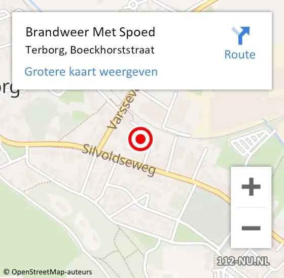 Locatie op kaart van de 112 melding: Brandweer Met Spoed Naar Terborg, Boeckhorststraat op 22 december 2016 15:15