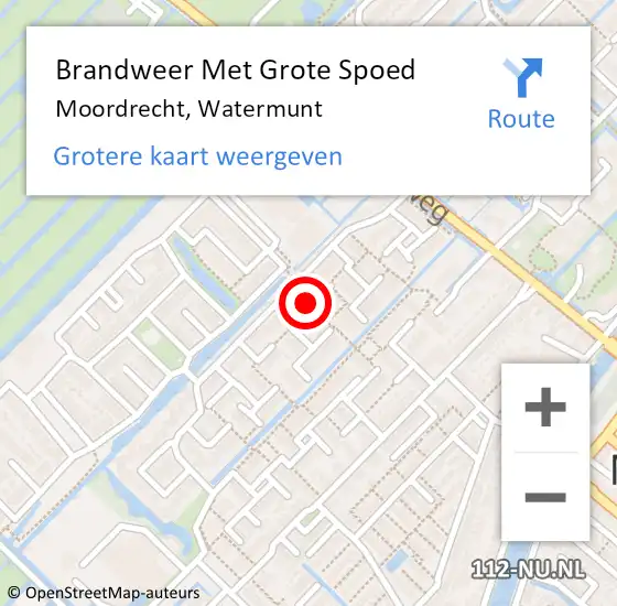 Locatie op kaart van de 112 melding: Brandweer Met Grote Spoed Naar Moordrecht, Watermunt op 22 december 2016 15:26