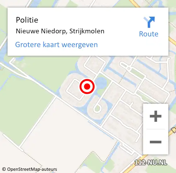 Locatie op kaart van de 112 melding: Politie Nieuwe Niedorp, Strijkmolen op 22 december 2016 15:38