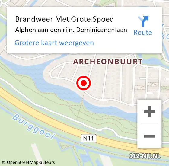 Locatie op kaart van de 112 melding: Brandweer Met Grote Spoed Naar Alphen aan den rijn, Dominicanenlaan op 22 december 2016 15:41