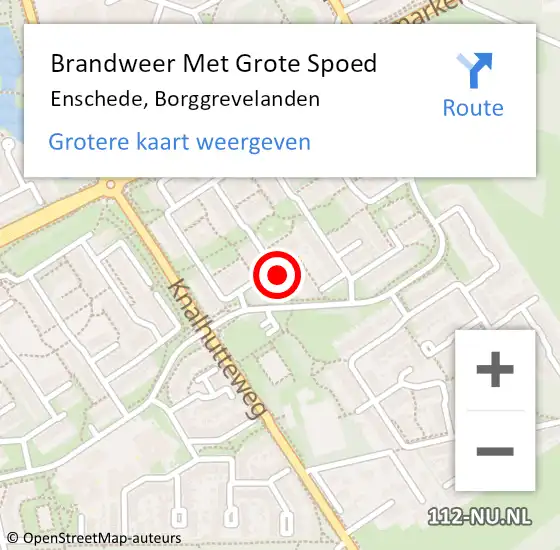 Locatie op kaart van de 112 melding: Brandweer Met Grote Spoed Naar Enschede, Borggrevelanden op 22 december 2016 15:43