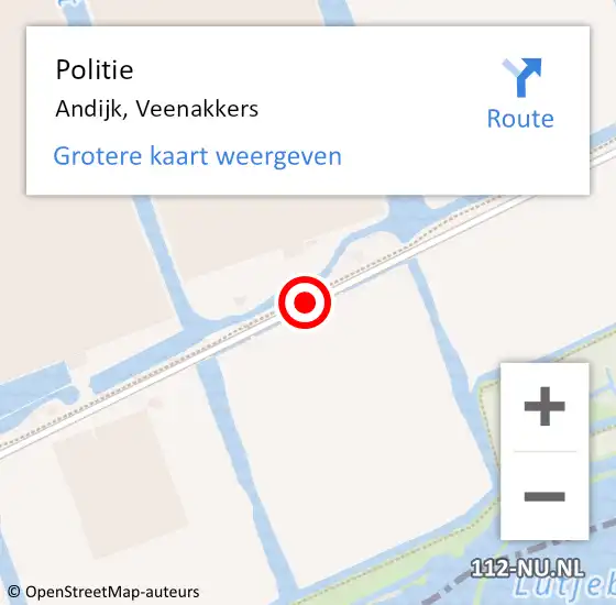 Locatie op kaart van de 112 melding: Politie Andijk, Veenakkers op 22 december 2016 16:23