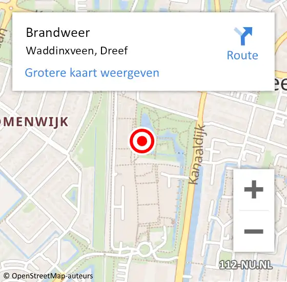 Locatie op kaart van de 112 melding: Brandweer Waddinxveen, Dreef op 22 december 2016 16:28