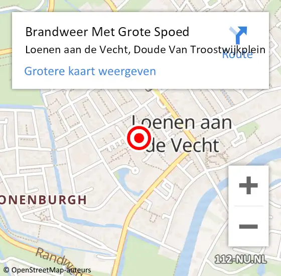 Locatie op kaart van de 112 melding: Brandweer Met Grote Spoed Naar Loenen aan de Vecht, Doude Van Troostwijkplein op 22 december 2016 17:24