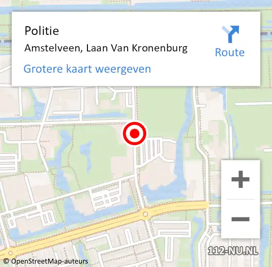 Locatie op kaart van de 112 melding: Politie Amstelveen, Laan van Kronenburg op 22 december 2016 17:32