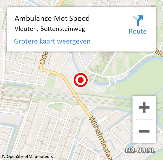 Locatie op kaart van de 112 melding: Ambulance Met Spoed Naar Vleuten, Bottensteinweg op 22 december 2016 17:38