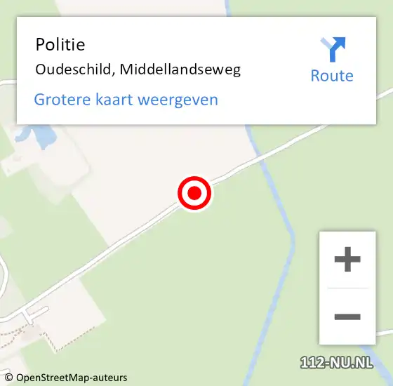 Locatie op kaart van de 112 melding: Politie Oudeschild, Middellandseweg op 22 december 2016 17:39