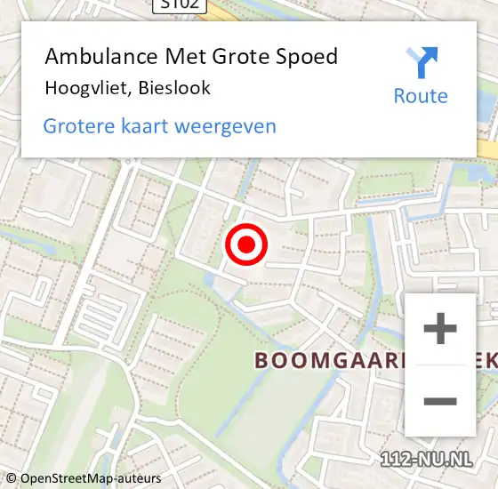 Locatie op kaart van de 112 melding: Ambulance Met Grote Spoed Naar Hoogvliet, Bieslook op 22 december 2016 18:38