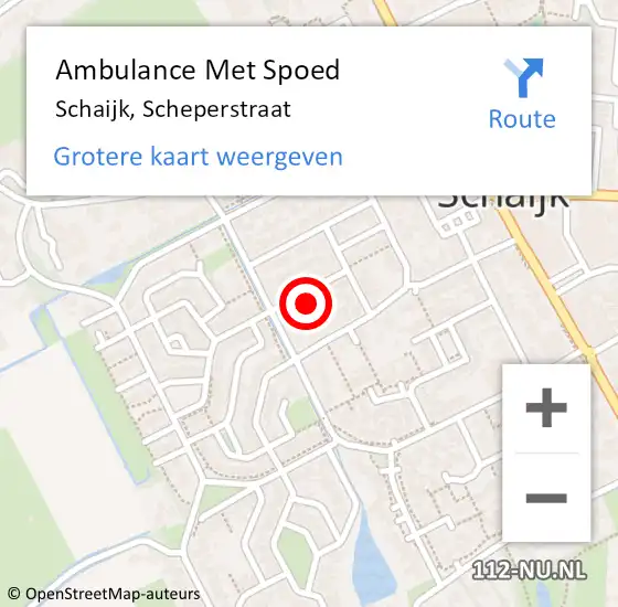 Locatie op kaart van de 112 melding: Ambulance Met Spoed Naar Schaijk, Scheperstraat op 22 december 2016 18:47