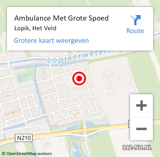 Locatie op kaart van de 112 melding: Ambulance Met Grote Spoed Naar Lopik, Het Veld op 22 december 2016 19:28