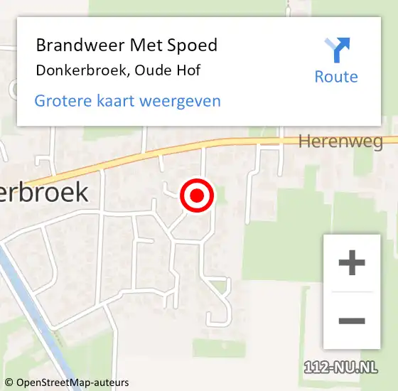 Locatie op kaart van de 112 melding: Brandweer Met Spoed Naar Donkerbroek, Oude Hof op 22 december 2016 19:32
