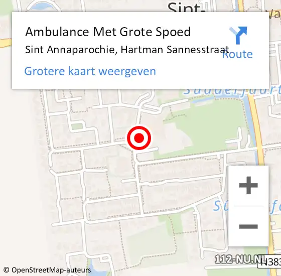 Locatie op kaart van de 112 melding: Ambulance Met Grote Spoed Naar Sint Annaparochie, Hartman Sannesstraat op 22 december 2016 19:59
