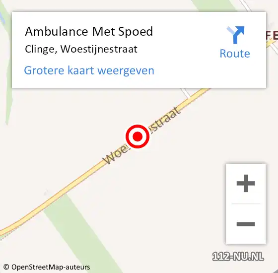 Locatie op kaart van de 112 melding: Ambulance Met Spoed Naar Clinge, Woestijnestraat op 22 december 2016 20:17
