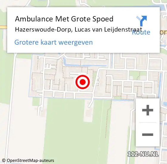 Locatie op kaart van de 112 melding: Ambulance Met Grote Spoed Naar Hazerswoude-Dorp, Lucas van Leijdenstraat op 22 december 2016 20:38