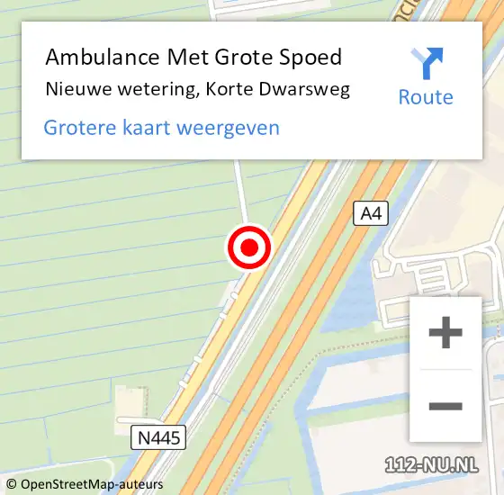 Locatie op kaart van de 112 melding: Ambulance Met Grote Spoed Naar Nieuwe wetering, Korte Dwarsweg op 22 december 2016 20:40