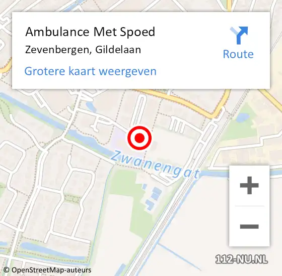 Locatie op kaart van de 112 melding: Ambulance Met Spoed Naar Zevenbergen, Gildelaan op 22 december 2016 21:39