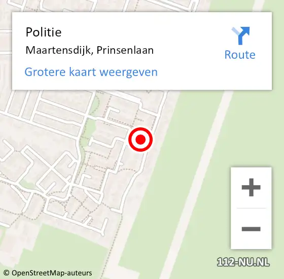 Locatie op kaart van de 112 melding: Politie Maartensdijk, Prinsenlaan op 22 december 2016 21:55