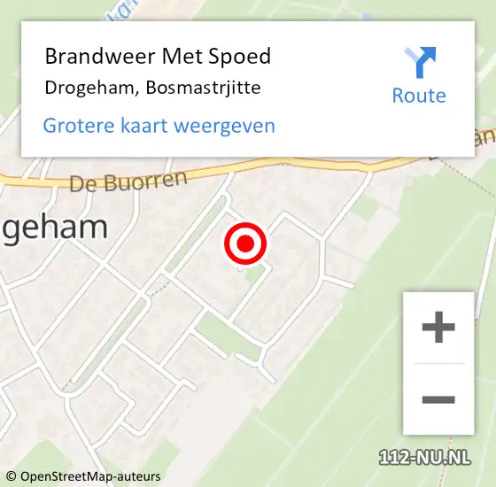 Locatie op kaart van de 112 melding: Brandweer Met Spoed Naar Drogeham, Bosmastrjitte op 22 december 2016 22:42