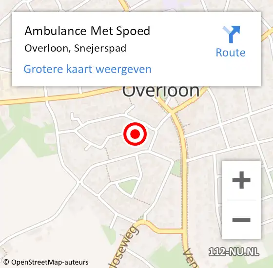 Locatie op kaart van de 112 melding: Ambulance Met Spoed Naar Overloon, Snejerspad op 22 december 2016 22:57