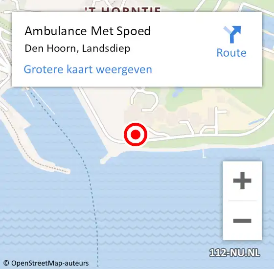 Locatie op kaart van de 112 melding: Ambulance Met Spoed Naar Den Hoorn, Landsdiep op 22 december 2016 22:59