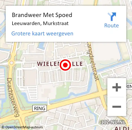 Locatie op kaart van de 112 melding: Brandweer Met Spoed Naar Leeuwarden, Murkstraat op 22 december 2016 23:04