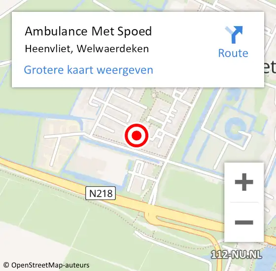 Locatie op kaart van de 112 melding: Ambulance Met Spoed Naar Heenvliet, Welwaerdeken op 22 december 2016 23:22