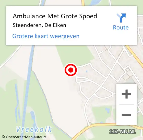 Locatie op kaart van de 112 melding: Ambulance Met Grote Spoed Naar Steenderen, De Eiken op 22 december 2016 23:51