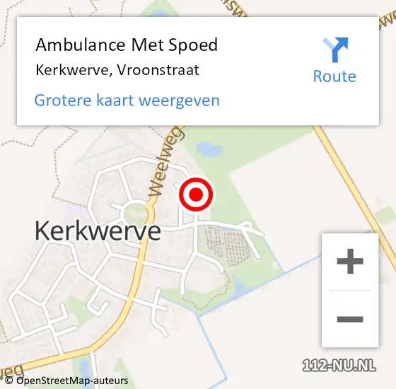 Locatie op kaart van de 112 melding: Ambulance Met Spoed Naar Kerkwerve, Vroonstraat op 23 december 2016 00:19