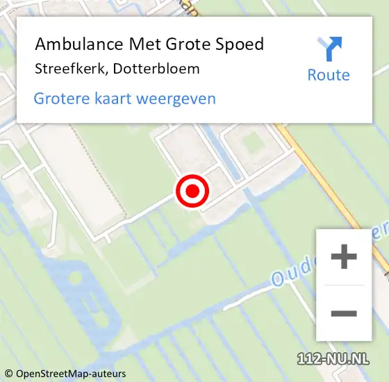 Locatie op kaart van de 112 melding: Ambulance Met Grote Spoed Naar Streefkerk, Dotterbloem op 23 december 2016 01:19