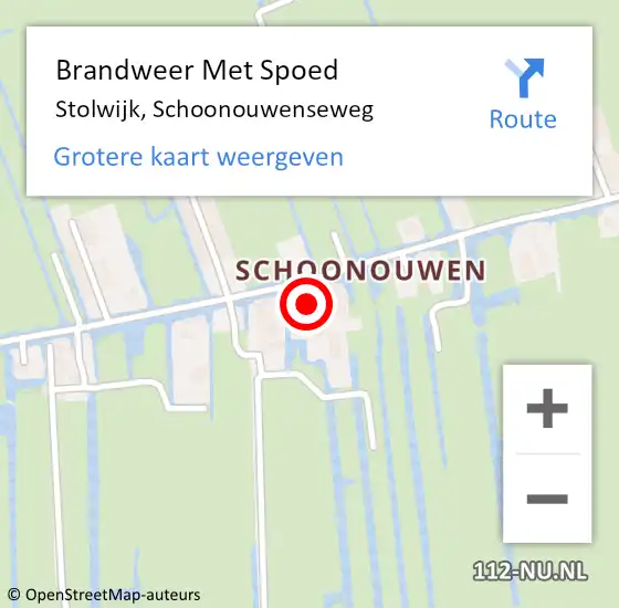 Locatie op kaart van de 112 melding: Brandweer Met Spoed Naar Stolwijk, Schoonouwenseweg op 23 december 2016 02:11