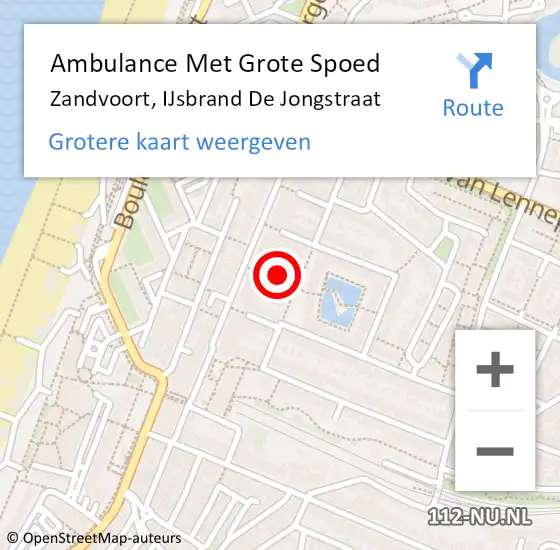 Locatie op kaart van de 112 melding: Ambulance Met Grote Spoed Naar Zandvoort, IJsbrand De Jongstraat op 23 december 2016 02:15