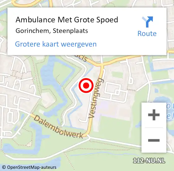 Locatie op kaart van de 112 melding: Ambulance Met Grote Spoed Naar Gorinchem, Steenplaats op 23 december 2016 02:38