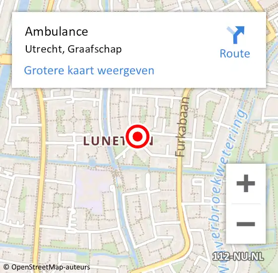 Locatie op kaart van de 112 melding: Ambulance Utrecht, Graafschap op 23 december 2016 02:51