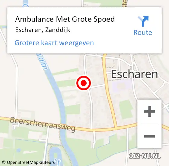 Locatie op kaart van de 112 melding: Ambulance Met Grote Spoed Naar Escharen, Zanddijk op 23 december 2016 03:26