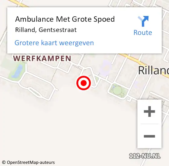 Locatie op kaart van de 112 melding: Ambulance Met Grote Spoed Naar Rilland, Gentsestraat op 23 december 2016 04:46