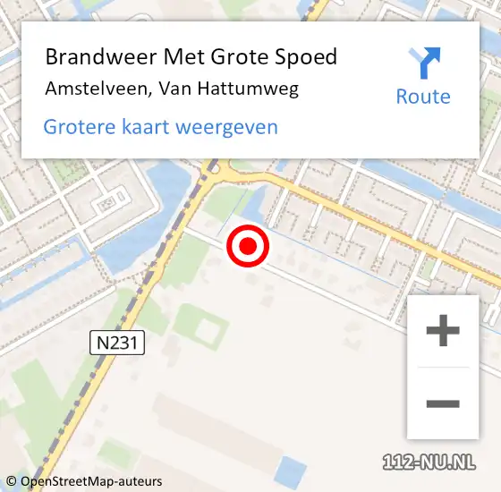 Locatie op kaart van de 112 melding: Brandweer Met Grote Spoed Naar Amstelveen, Van Hattumweg op 23 december 2016 05:46