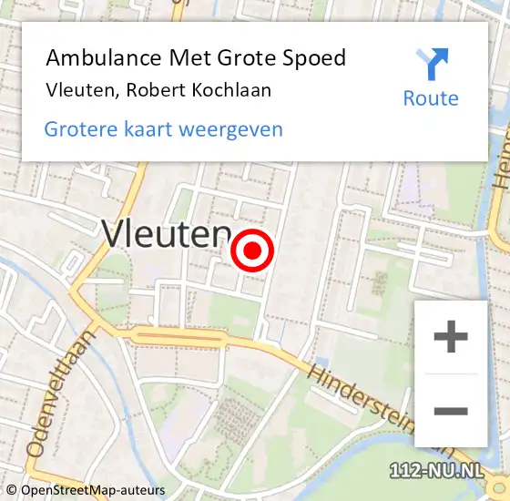 Locatie op kaart van de 112 melding: Ambulance Met Grote Spoed Naar Vleuten, Robert Kochlaan op 23 december 2016 06:08