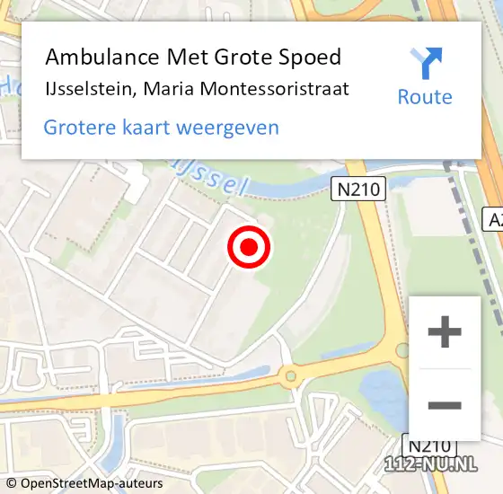 Locatie op kaart van de 112 melding: Ambulance Met Grote Spoed Naar IJsselstein, Maria Montessoristraat op 23 december 2016 06:27