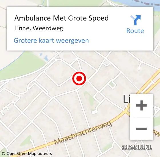 Locatie op kaart van de 112 melding: Ambulance Met Grote Spoed Naar Linne, Weerdweg op 23 december 2016 06:35