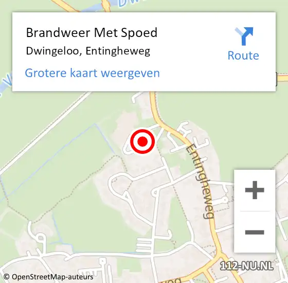 Locatie op kaart van de 112 melding: Brandweer Met Spoed Naar Dwingeloo, Entingheweg op 23 december 2016 06:58