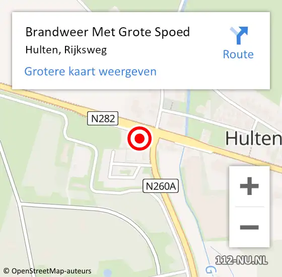 Locatie op kaart van de 112 melding: Brandweer Met Grote Spoed Naar Hulten, Rijksweg op 23 december 2016 07:54